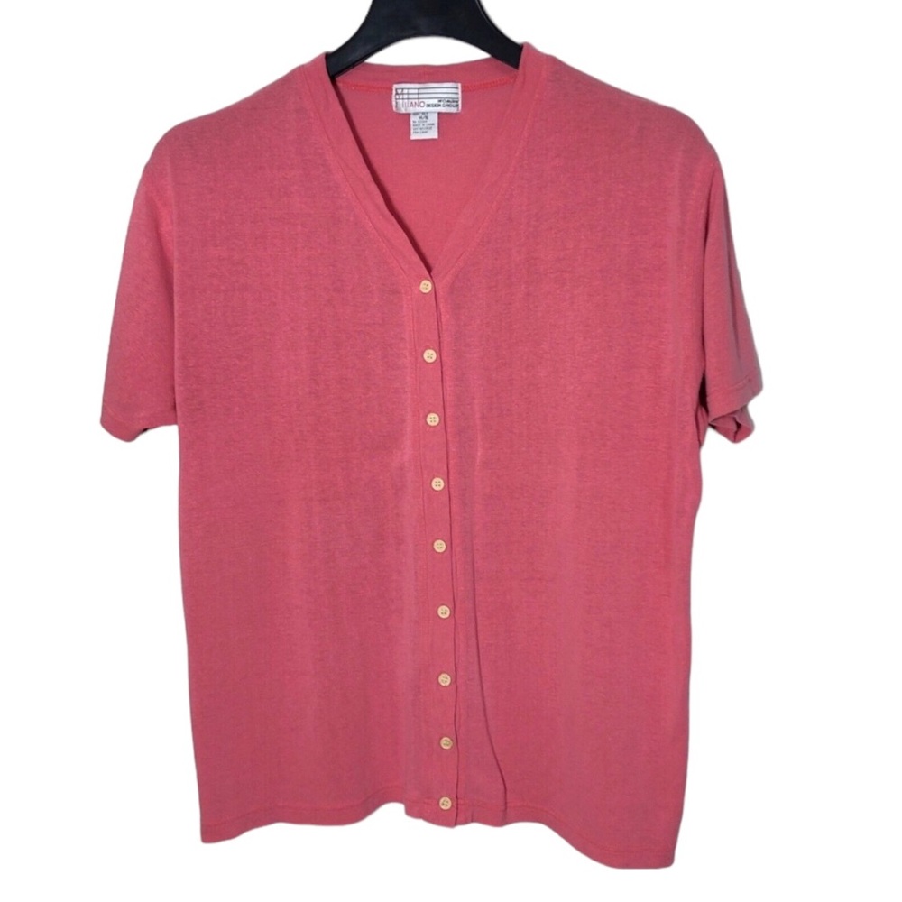 Milano Textured Silk Short Sleeve Shirt Womens Size 14